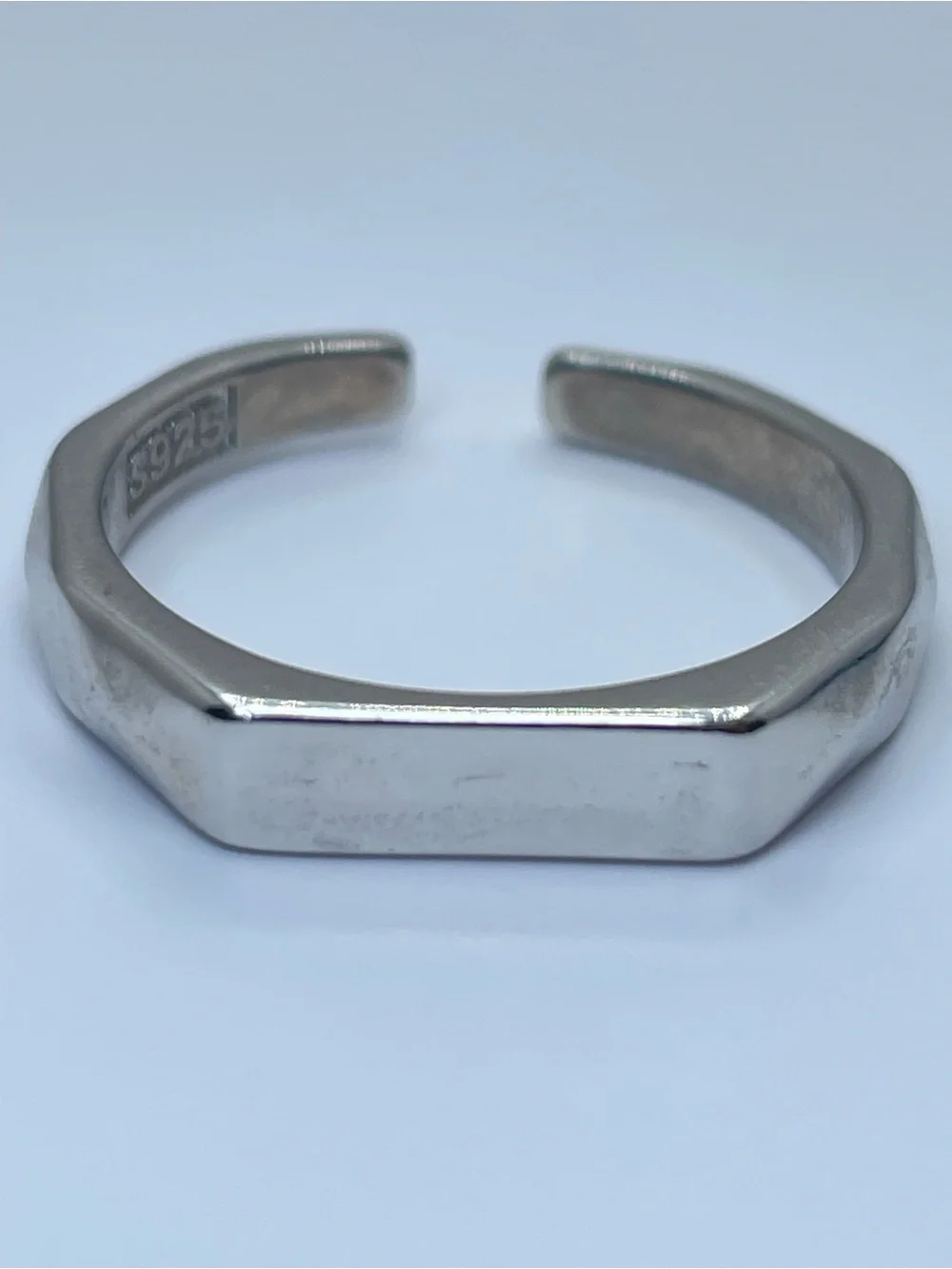 925 Sterling Silver Open Band Ring Sz 8 Minimalist Modern Geometric Stacking
